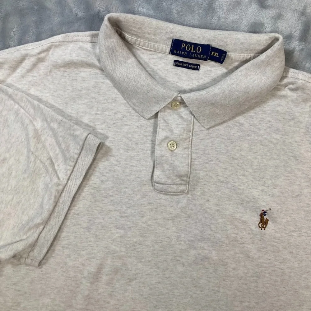 Polo Ralph Lauren Polo Shirt Mens 2XL Grey‎ Flesh Pony Short Sleeve PIMA Soft